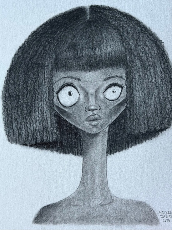 Ma’Lyssa Ja’Nay Other - Nelope Original Graphite Portrait Drawing 4.5x6 Signed Unframed OOAK Art